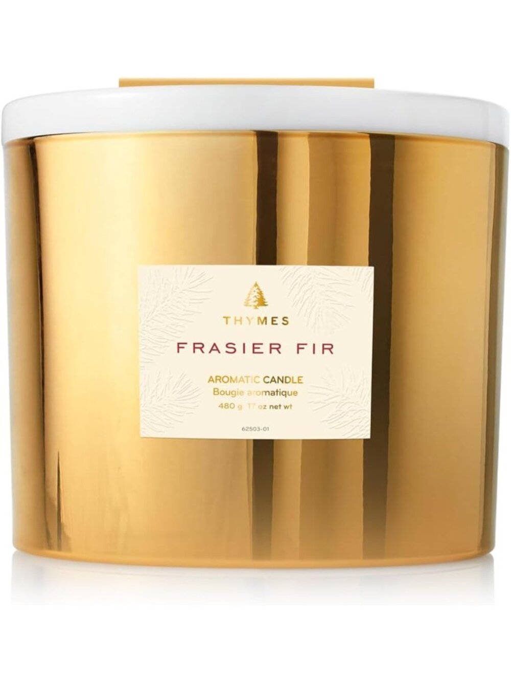 Luxury 3-Wick Candle in Gold Jar - Crisp Forest Scent - Elegant Holiday Home